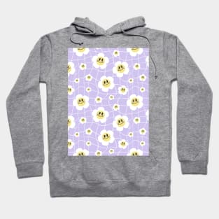 Vintage groovy retro purple flower pattern Hoodie